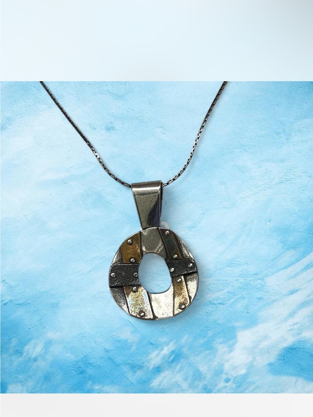 Two-Tone Metallic Circle Pendant Necklace - Women's Jewelry